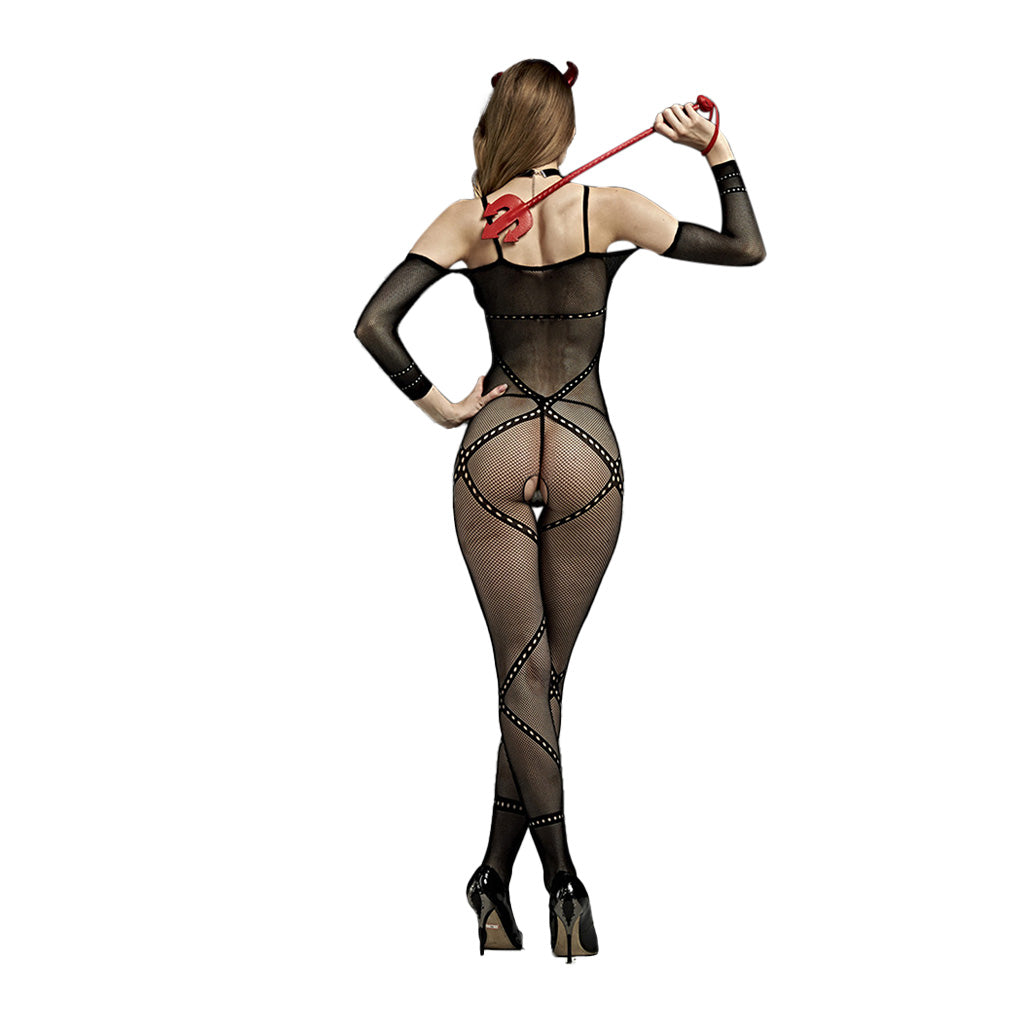 Rimes Open Sleeve Crotchless Bodystocking