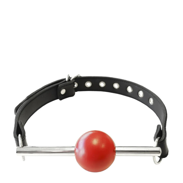 Rouge Leather Ball Gag with Stainless Steel Bar