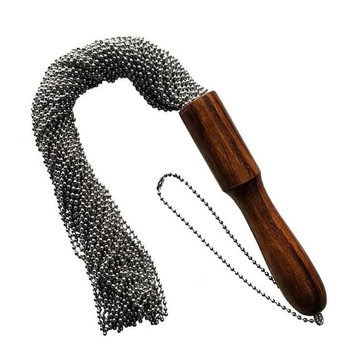 Rouge Wooden Handle Beaded Metal Flogger