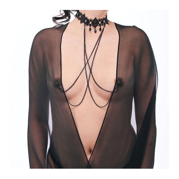 Sex & Mischief Lace Collar with Nipple Ties