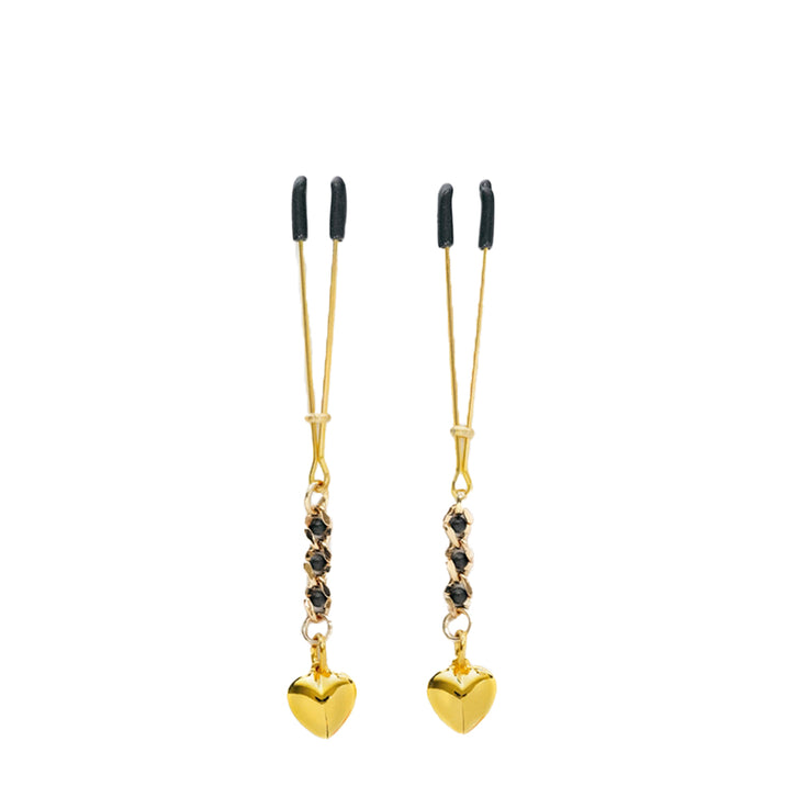 Spartacus Tweezer Nipple Clamps with Heart Pendant Drop