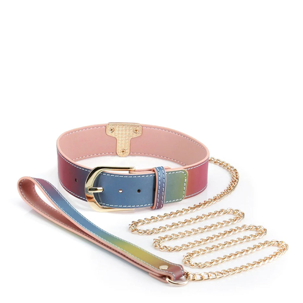 Spectra Bondage Rainbow Collar & Leash