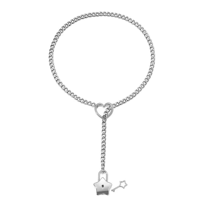 Star Padlock Slip Chain Necklace