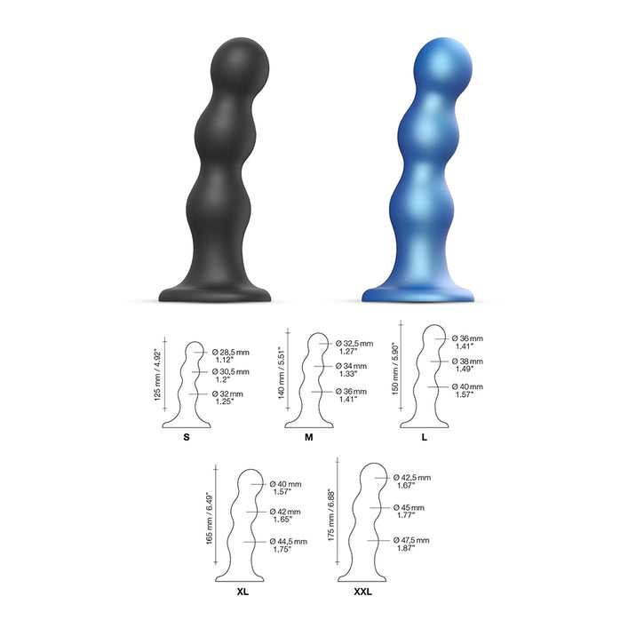 Strap-On-Me Beaded Dildo Plug Metallic Blue