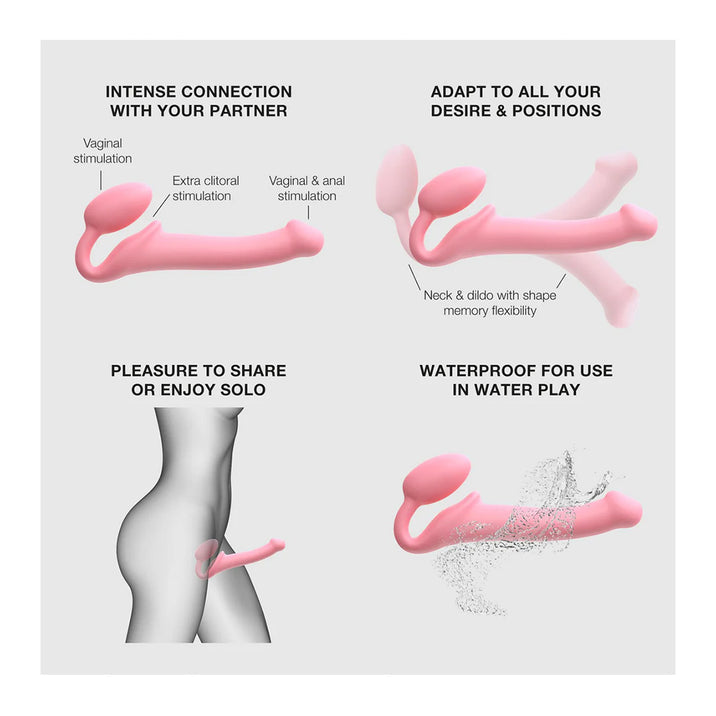 Strap-On-Me Bendable Shaft & Neck Strapless Dildo Pink