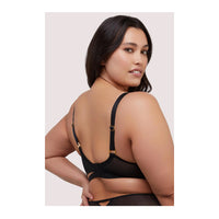 Tabitha Black Wet-Look Lace Plunge Bra