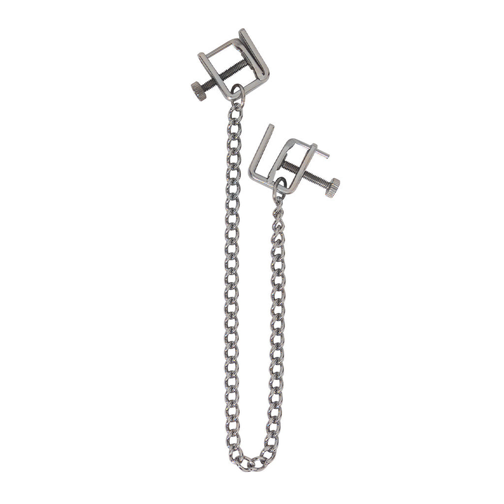 Spartacus Adjustable Open Press Nipple Clamps with Link Chain