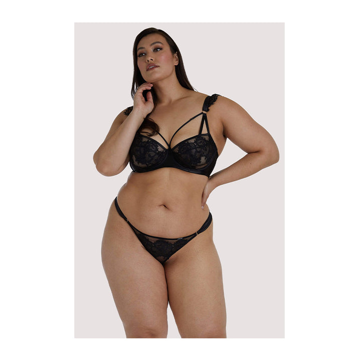 Anneliese Satin Net and Lace Thong