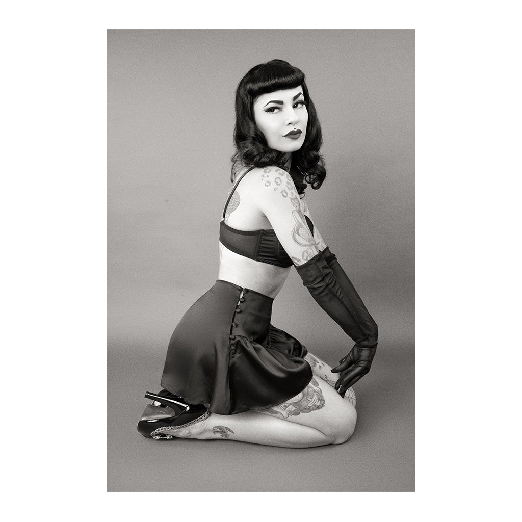 Bettie Page Black Satin French Knickers