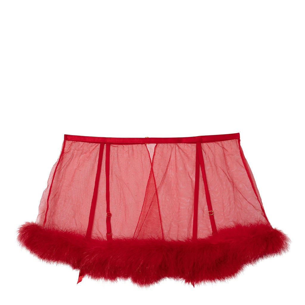Bettie Page Elizabeth Red Feather Suspender Belt