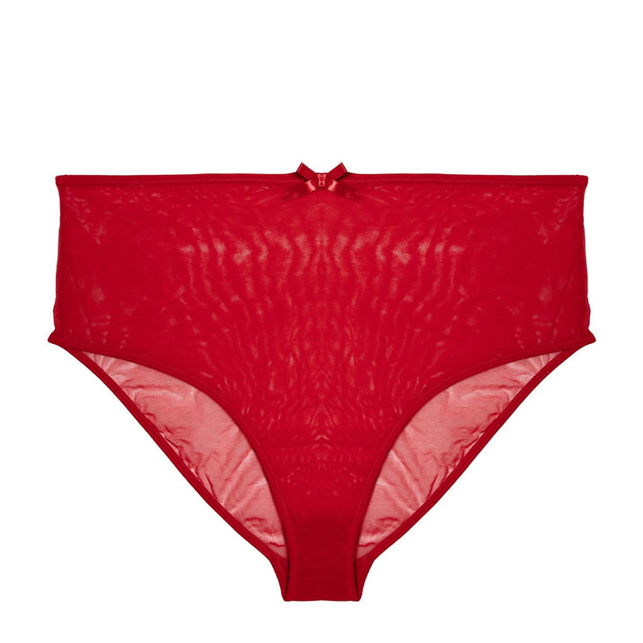 Bettie Page Elizabeth Red Mesh High Waisted Brief
