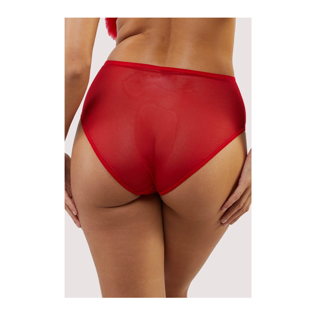 Bettie Page Elizabeth Red Mesh High Waisted Brief