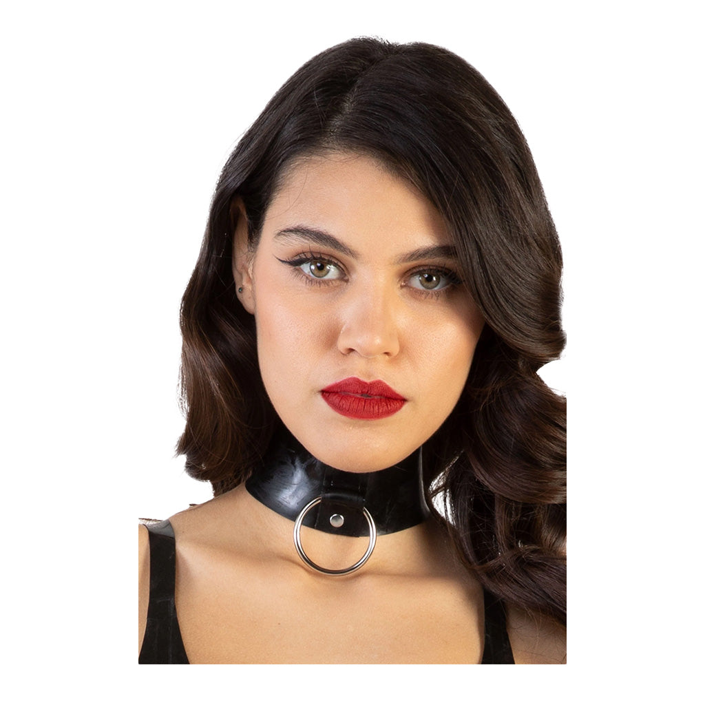 Bettie Page Imogen Black Latex and Ring Collar