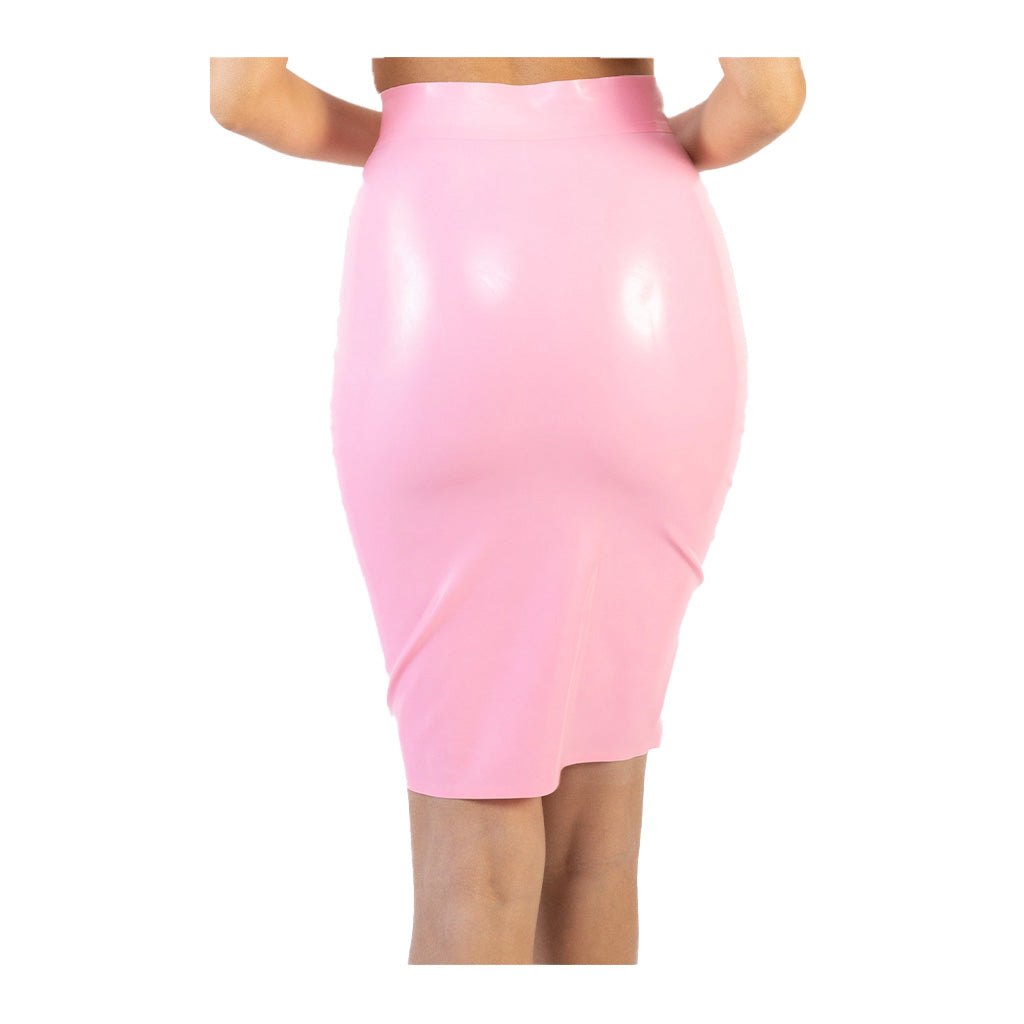 Bettie Page Imogen Pink Latex and Ring Pencil Skirt