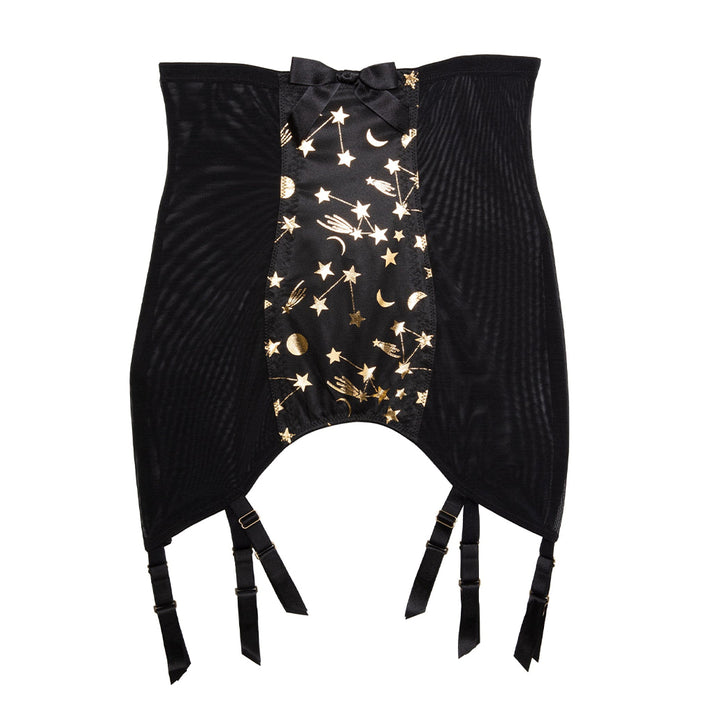 Bettie Page Solar Black and Gold Cosmic Print Girdle