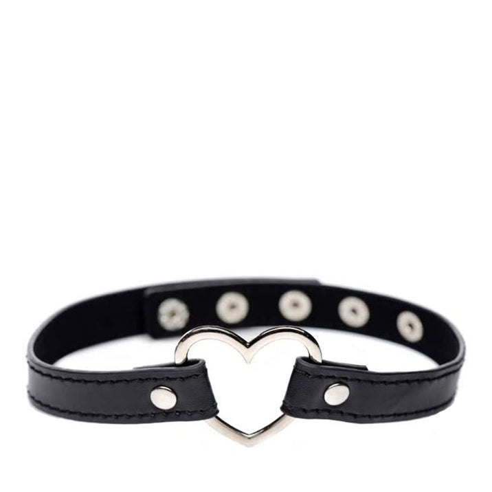 Master Series Vegan Leather Chrome Heart Collar