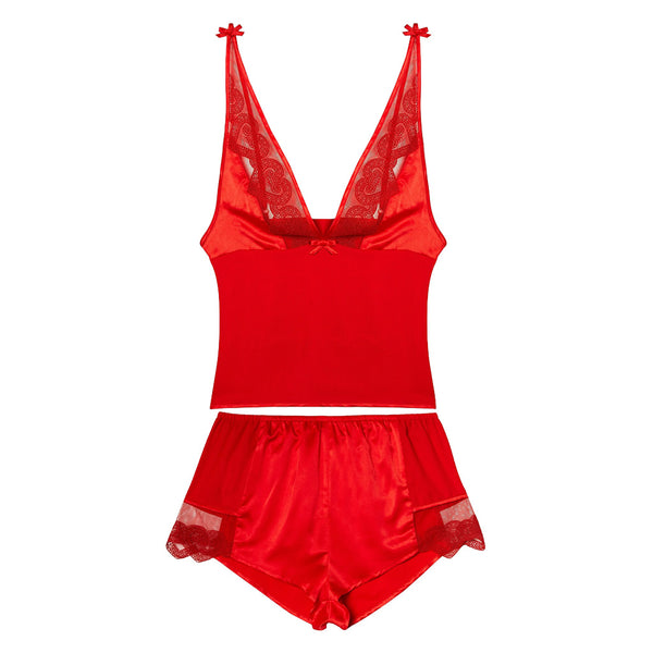 Cupid Pink And Red Love Hearts Cami Top & Shorts