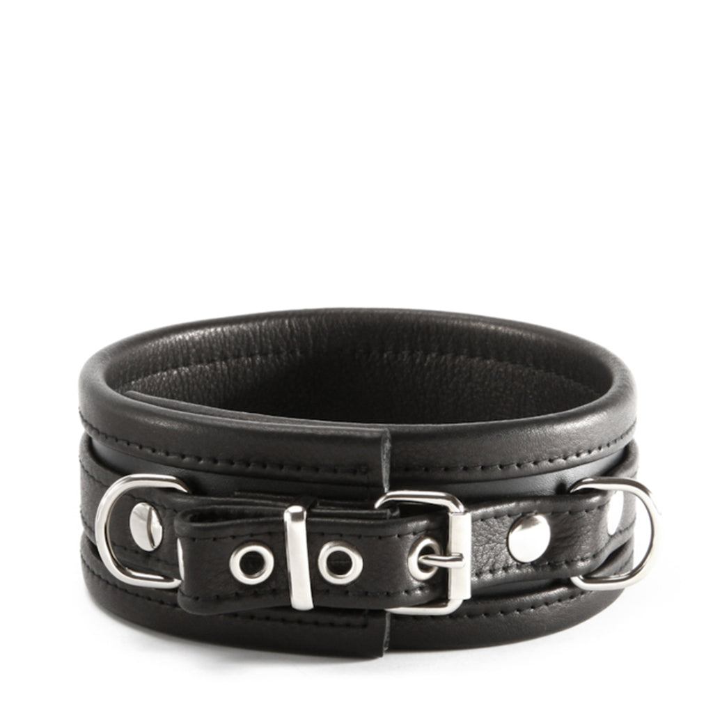 Dos Santos Solid Leather Collar with 3 D-Rings