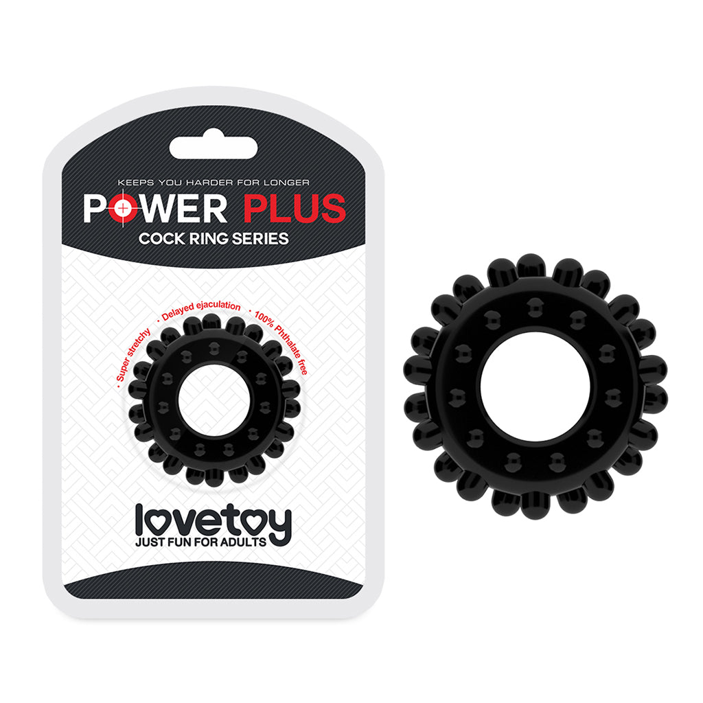 Lovetoy Power Plus Ribbed Cock Ring Black