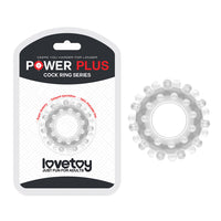 Lovetoy Power Plus Ribbed Cock Ring Clear