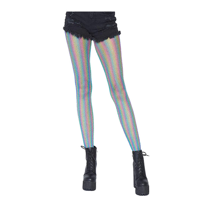 Leg Avenue Blue Lurex Shimmer Rainbow Fishnet Tights