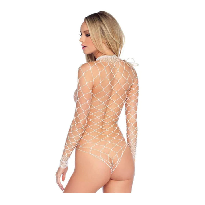Leg Avenue Pretty Please High Neck Fence Net Bodysuit