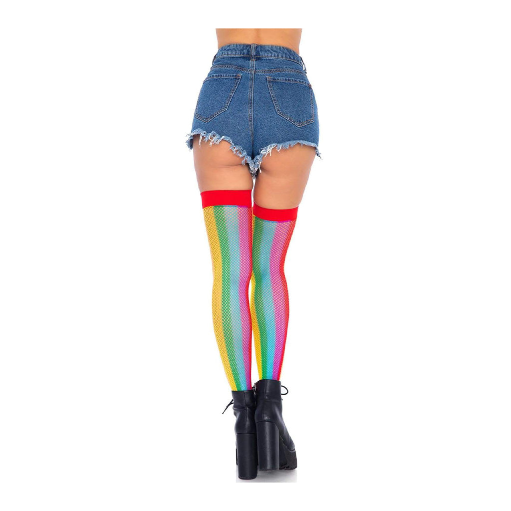 Leg Avenue Rainbow Fishnet Thigh Highs