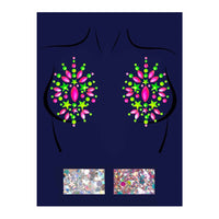 Leg Avenue Riot Neon Black Light Adhesive Jewel Nipple Stickers