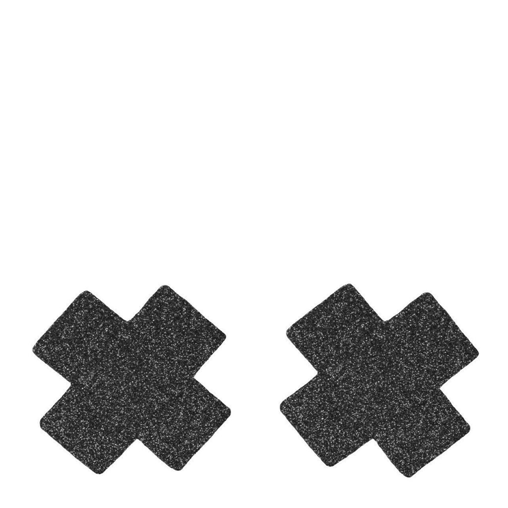 Love in Leather Glitter Cross Nipple Pasties