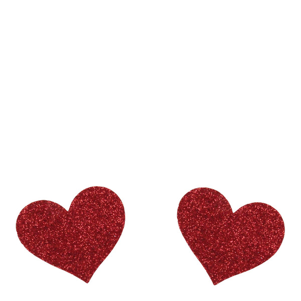 Love in Leather Glitter Heart Nipple Pasties