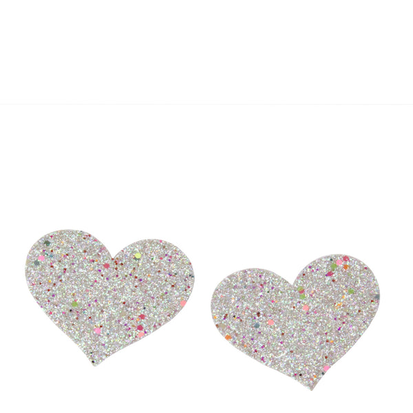 Love in Leather Glitter Heart Nipple Pasties