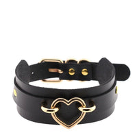 Love in Leather Wide Heart Collar