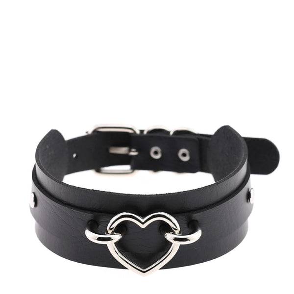 Love in Leather Wide Heart Collar