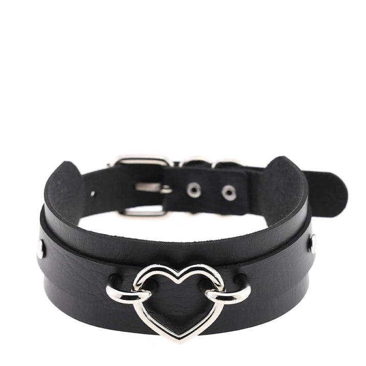 Love in Leather Wide Heart Collar