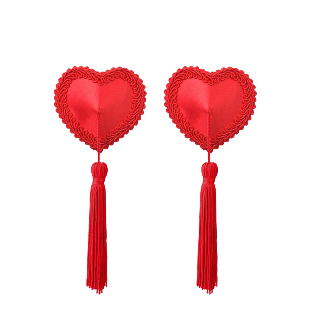 Lovetoy Red Heart Nipple Pasties with Tassels