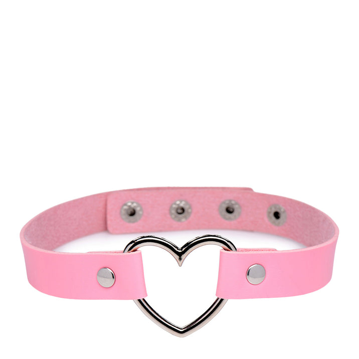 Master Series Vegan Leather Chrome Heart Collar