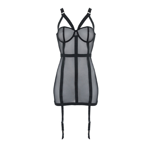 Muse Black Mesh Suspender Dress
