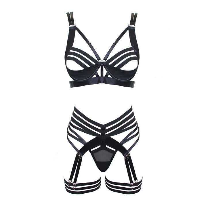 Muse Black Strappy Lingerie Set