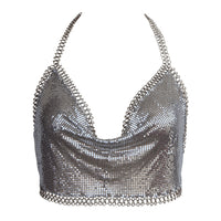 Muse Glomesh Club Top with Chain Trim