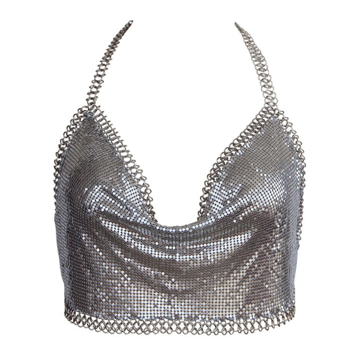 Muse Glomesh Club Top with Chain Trim