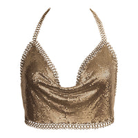 Muse Glomesh Club Top with Chain Trim
