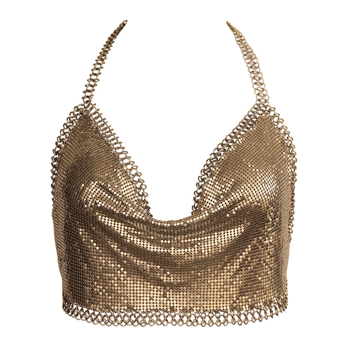Muse Glomesh Club Top with Chain Trim