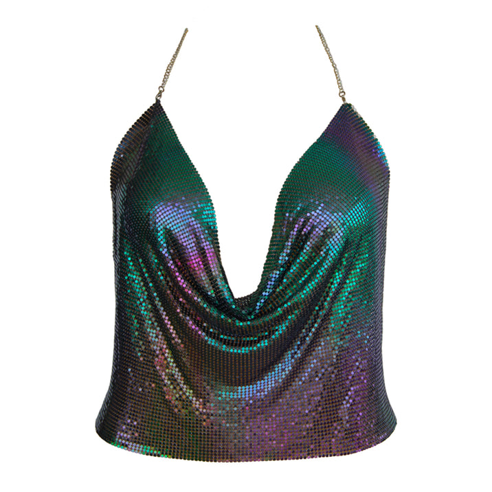 Muse Glomesh Metallic Peacock Club Top
