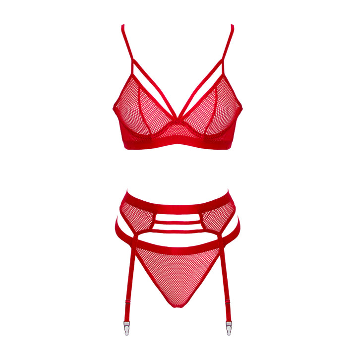 Muse Red Fishnet Lingerie Set