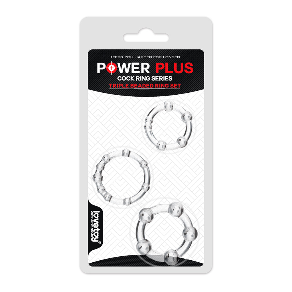 Power Plus Triple Beaded Cock Ring Set