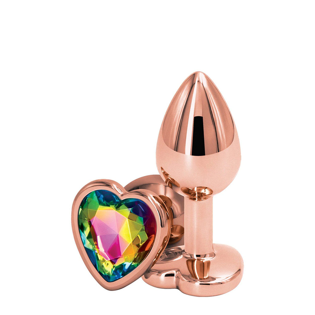 Rear Assets Rose Gold Jewel Heart Plug Rainbow
