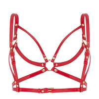 Regalia Chest Harness Open Bra Red