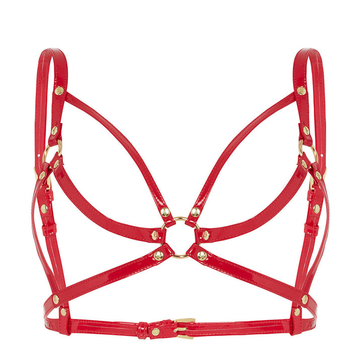 Regalia Chest Harness Open Bra Red