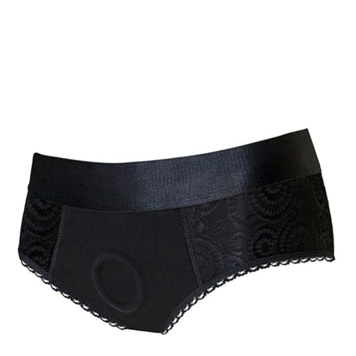 RodeoH Crotchless Lace Panty Harness Black