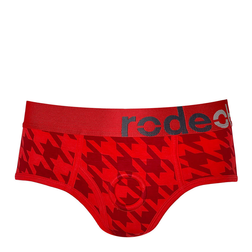 Rodeoh Classic Brief Plus Harness Red Houndstooth